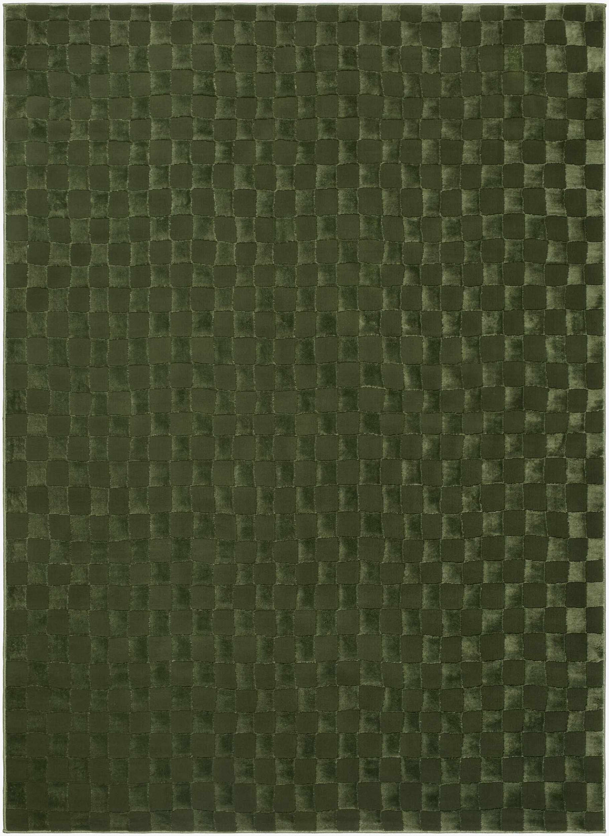 Carina Green Checkered Washable Area Rug