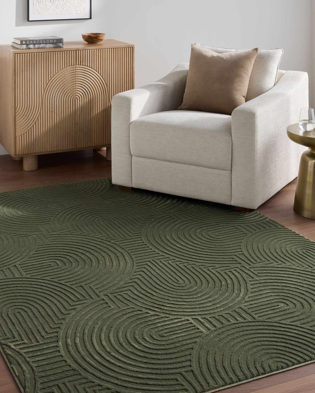 Aucoin Beige Rainbow Washable Area Rug