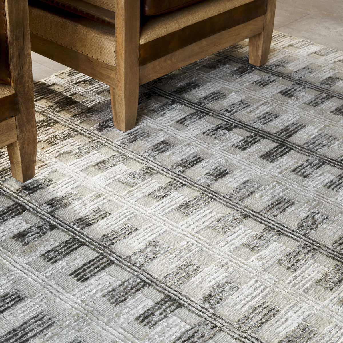 Aldis Grey Plush Textured Washable Rug - Clearance