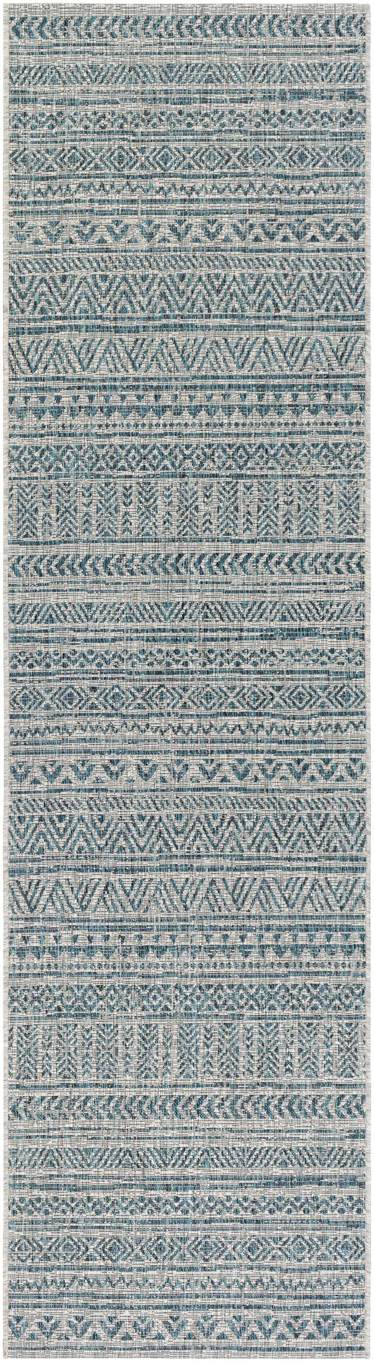 Novato Aqua All Over Pattern Performance Outdoor Rug