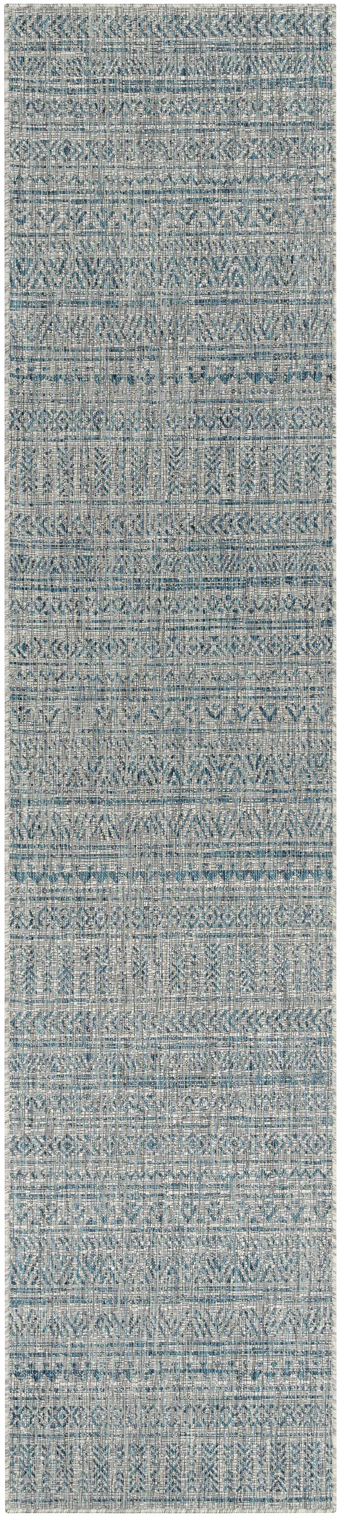Novato Aqua All Over Pattern Performance Outdoor Rug