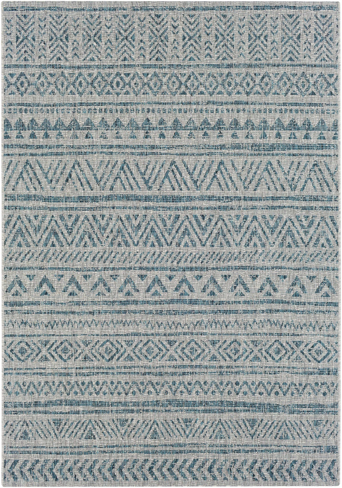 Novato Aqua All Over Pattern Performance Outdoor Rug