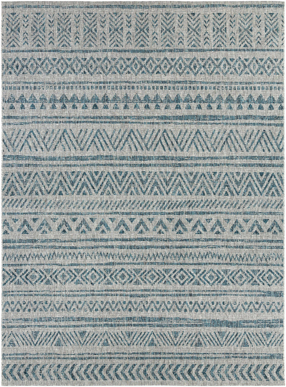 Novato Aqua All Over Pattern Performance Outdoor Rug