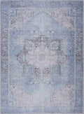 Ice Blue Flat Pile Washable Rug