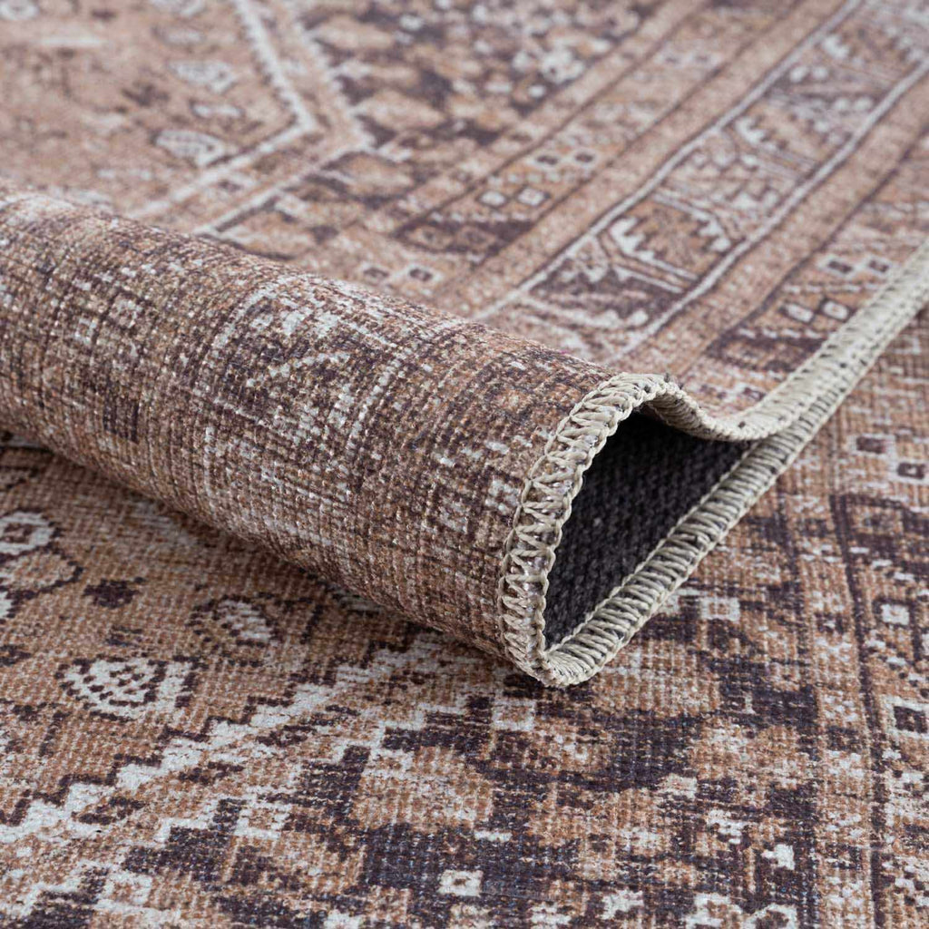 Barny Brown Flat Pile Washable Rug - Clearance