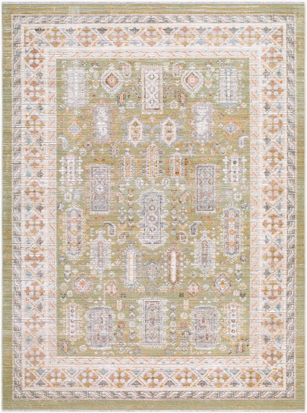 Neku Sage Persian Machine Woven Polypropylene Washable Area Rug