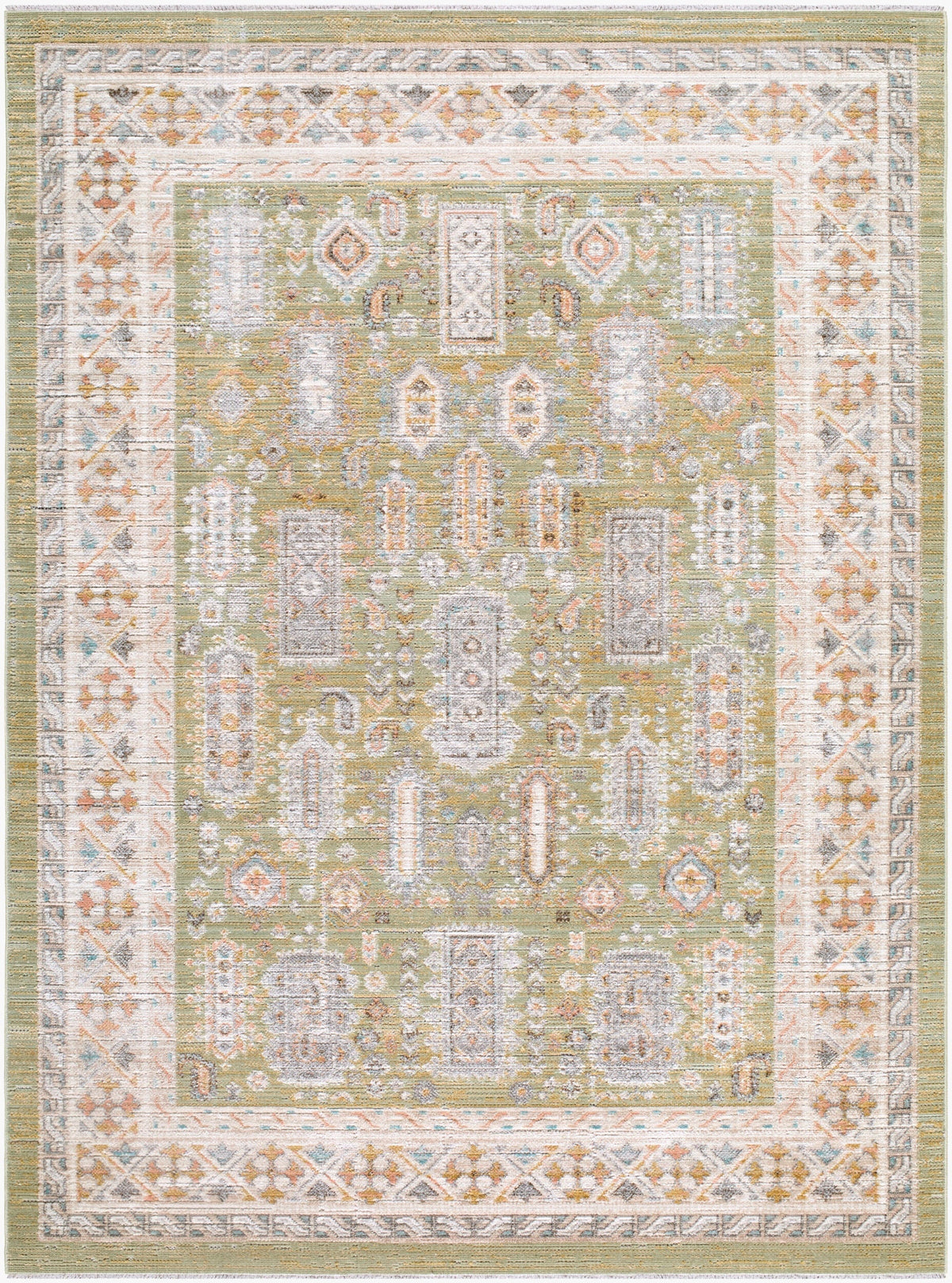 Neku Sage Persian Machine Woven Polypropylene Washable Area Rug