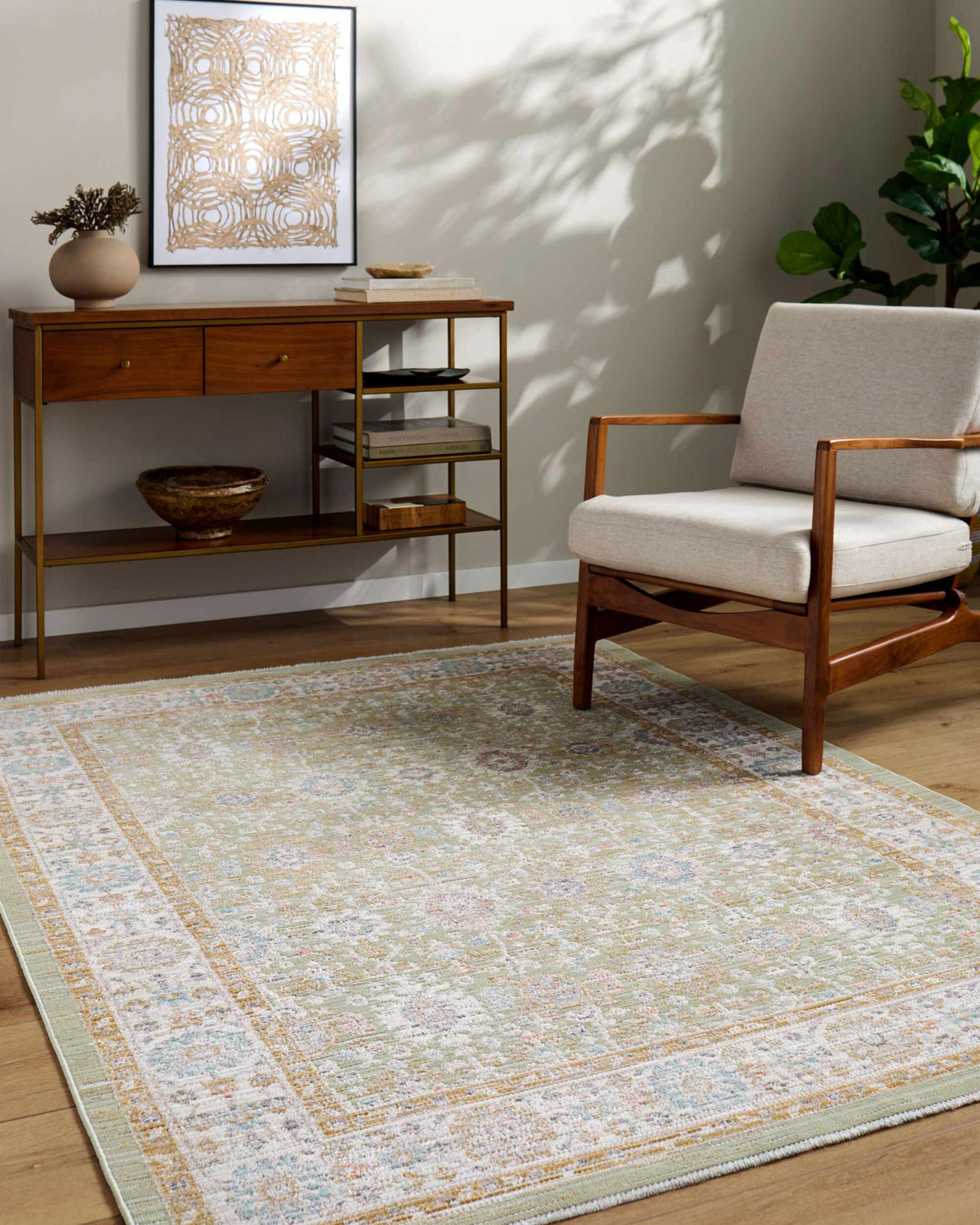 Royoi Sage Persian Machine Woven Polypropylene Washable Area Rug