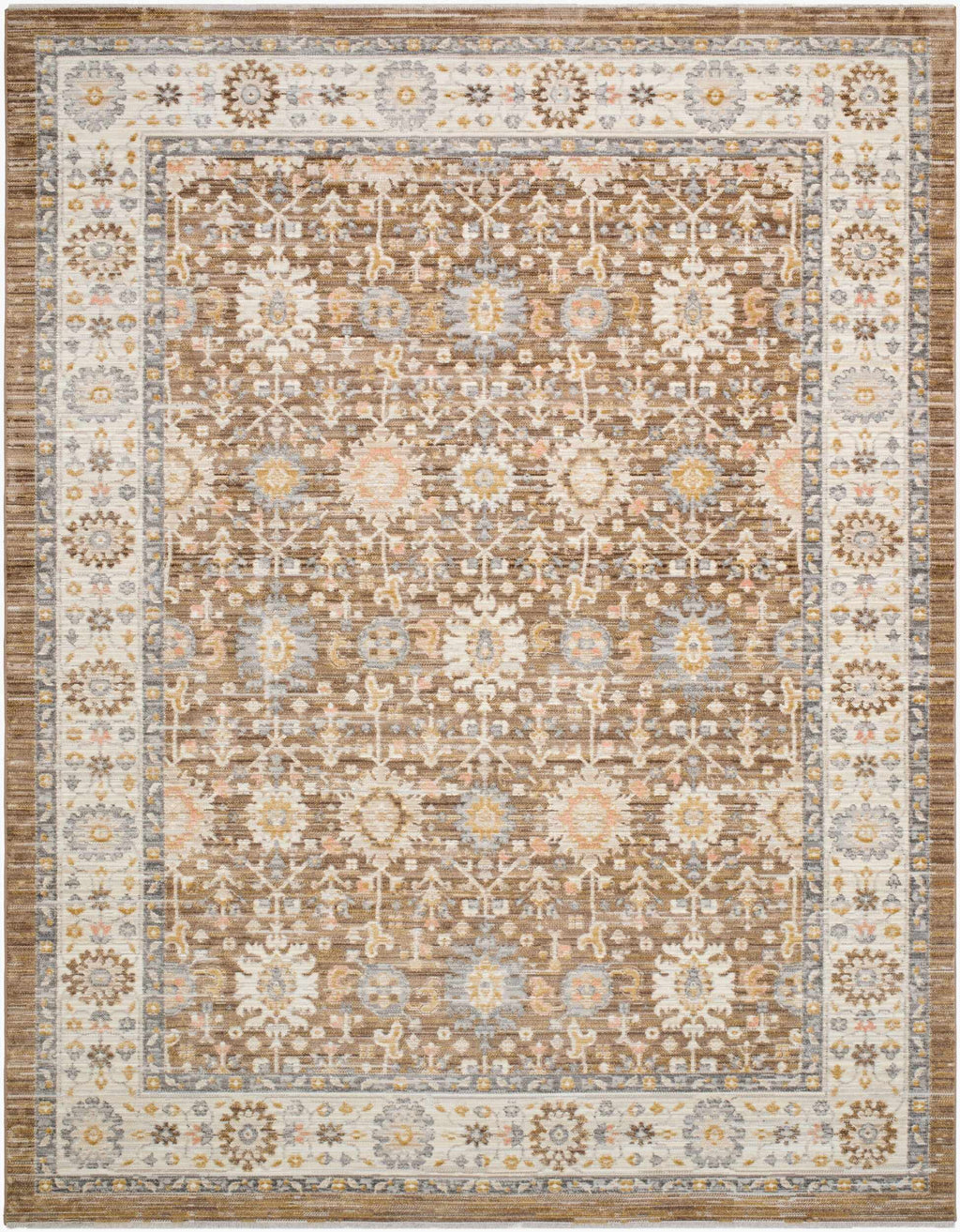Jamoi Brown Persian Machine Woven Polypropylene Washable Area Rug