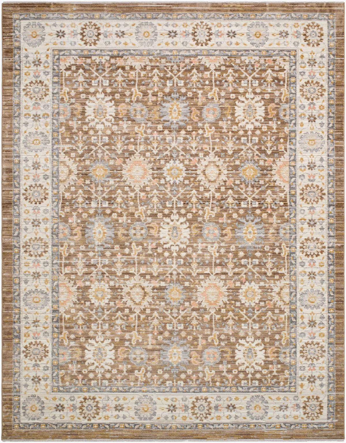 Jamoi Brown Persian Machine Woven Polypropylene Washable Area Rug