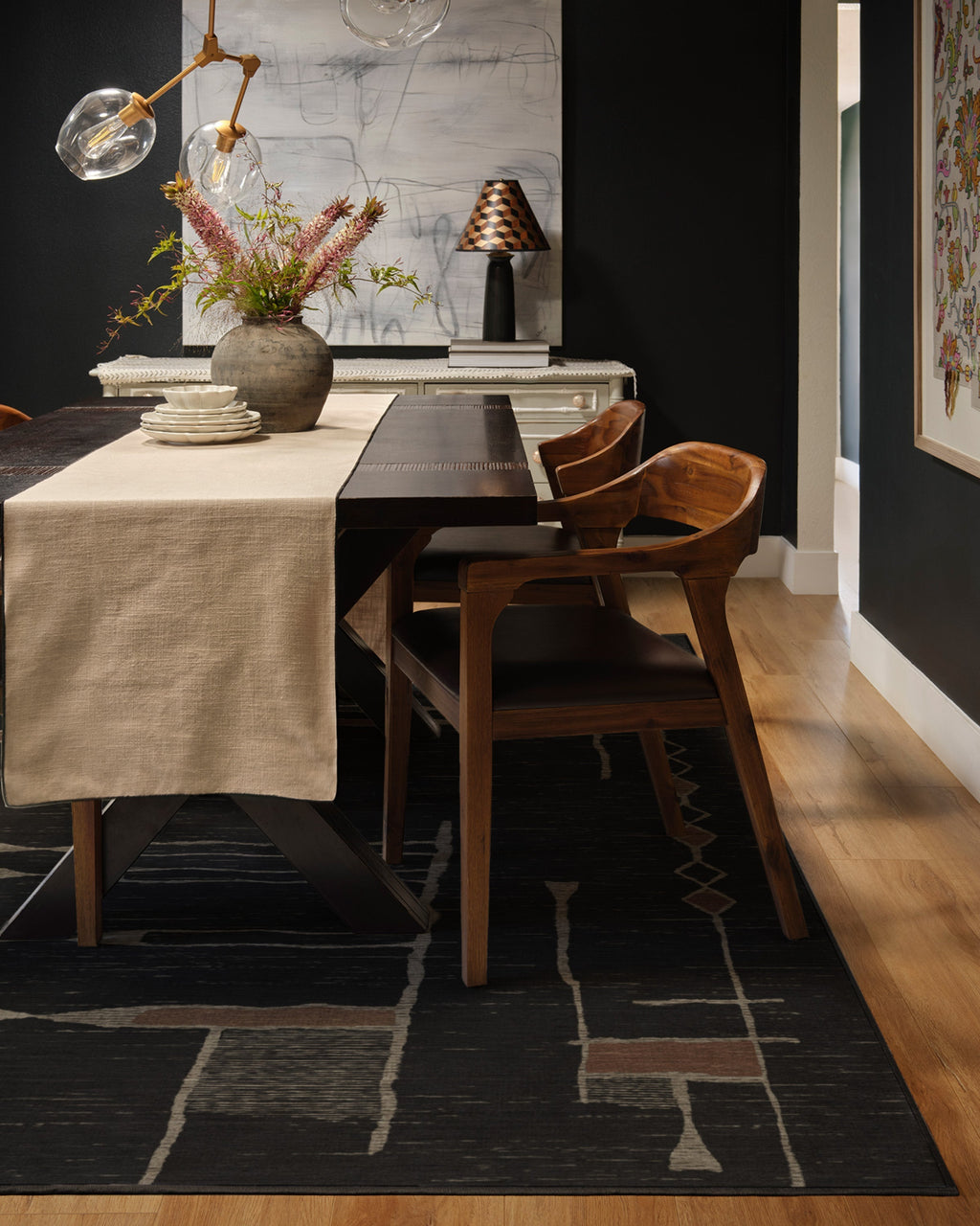 Nisa Ink Black Rug by Architectural Digest