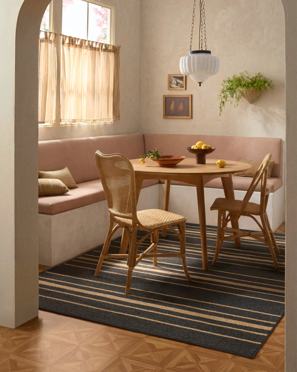 Arden Stripe Black & Natural Performance Weave Rug
