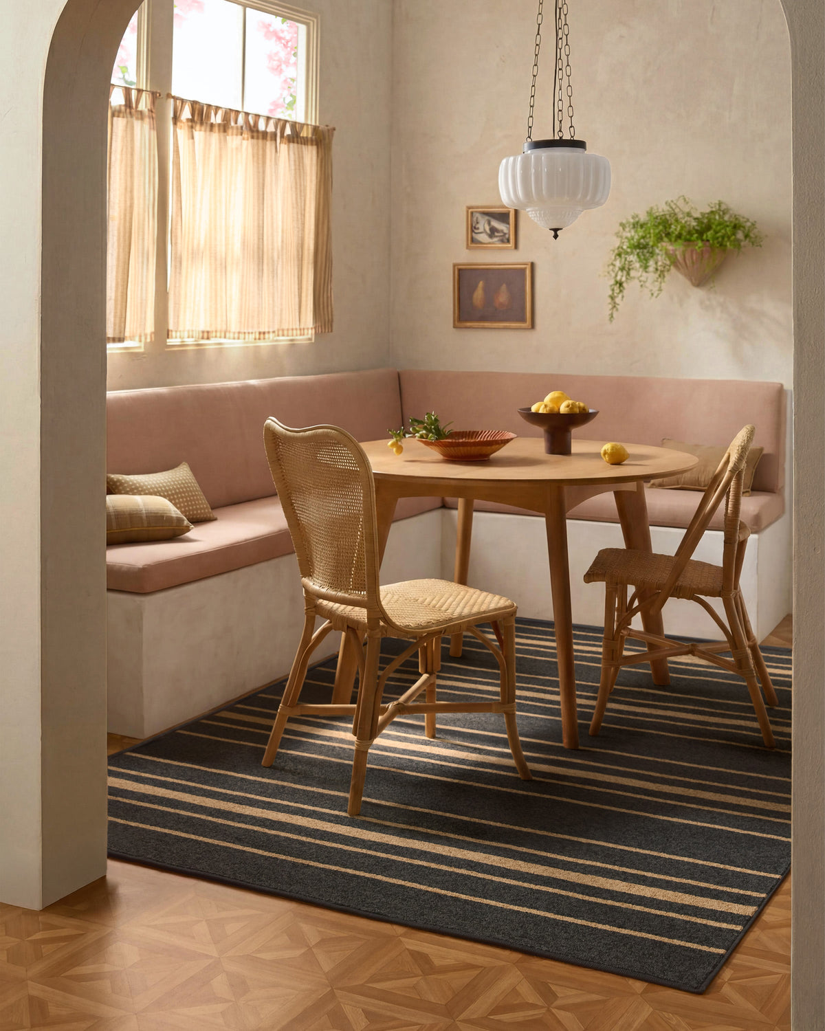 Arden Stripe Black & Natural Performance Weave Rug