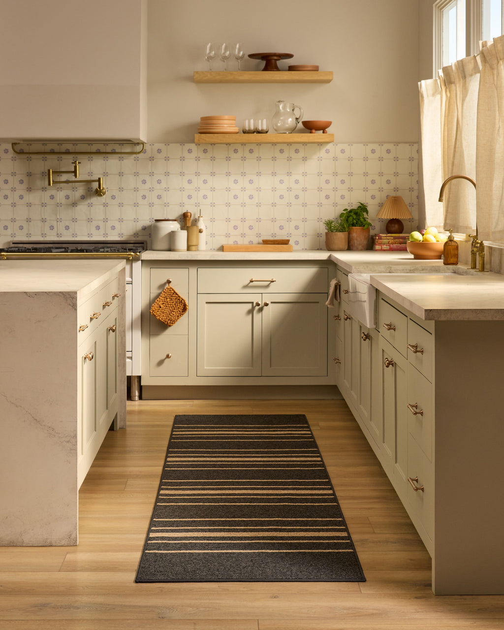 Arden Stripe Black & Natural Performance Weave Rug