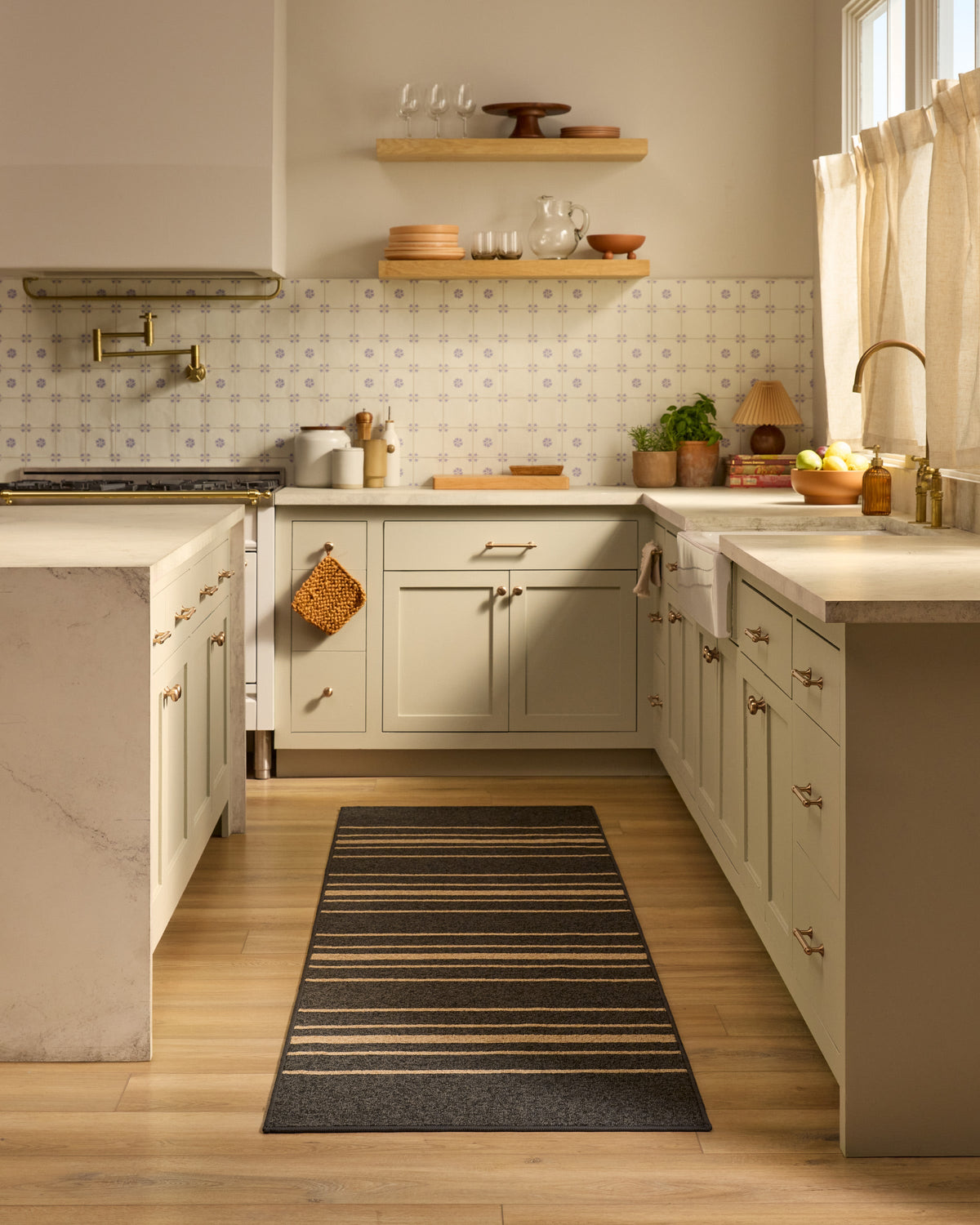 Arden Stripe Black & Natural Performance Weave Rug