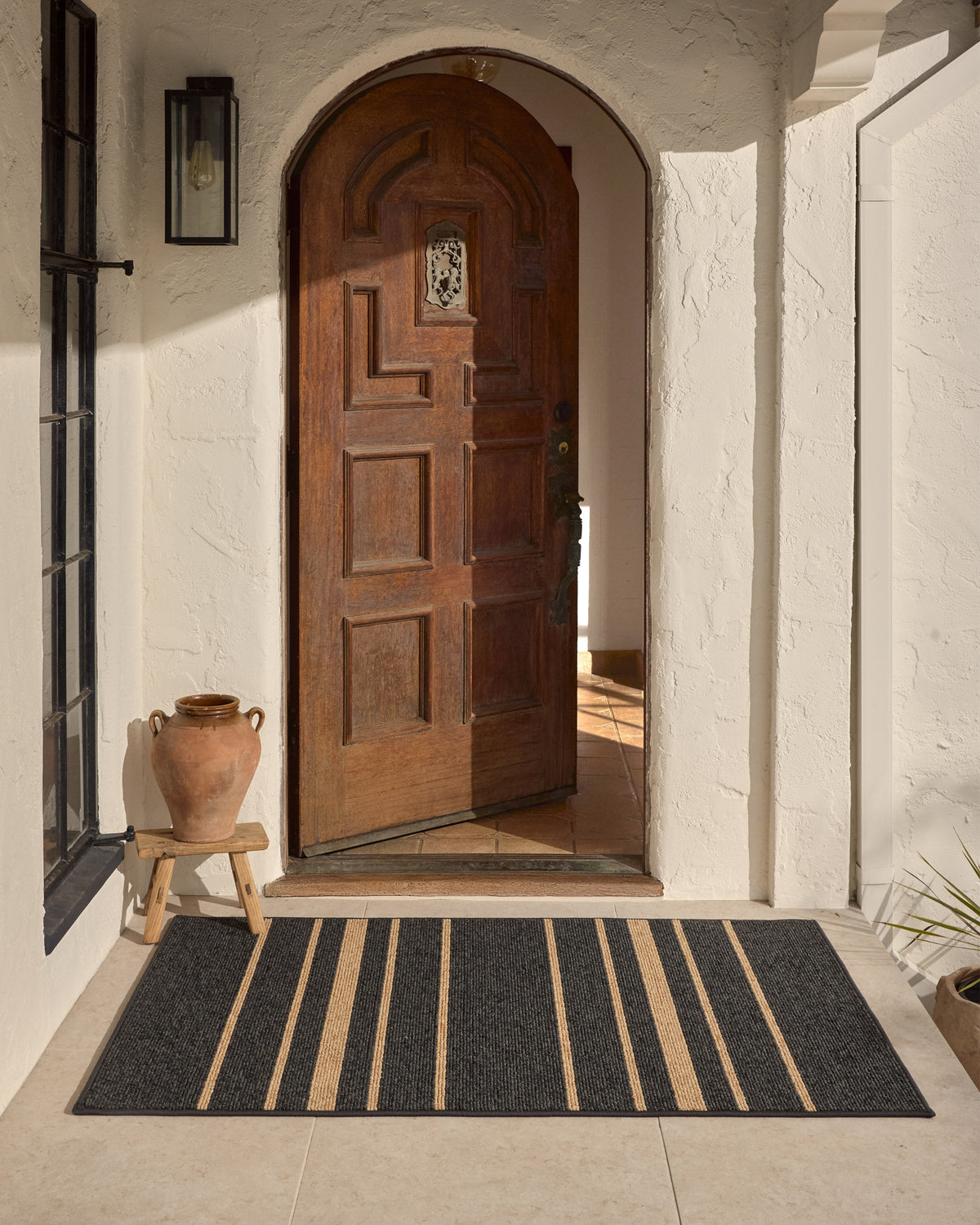 Arden Stripe Black & Natural Performance Weave Rug