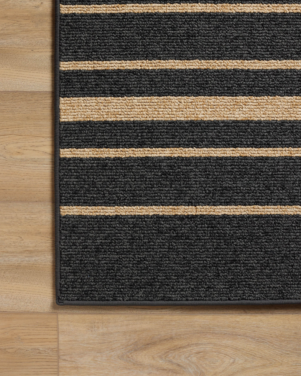 Arden Stripe Black & Natural Performance Weave Rug