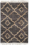 Astoria Black&Tan Trellis Fringed Jute Carpet - Clearance
