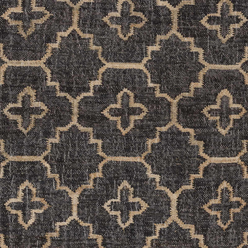 Astoria Black&Tan Trellis Fringed Jute Carpet - Clearance