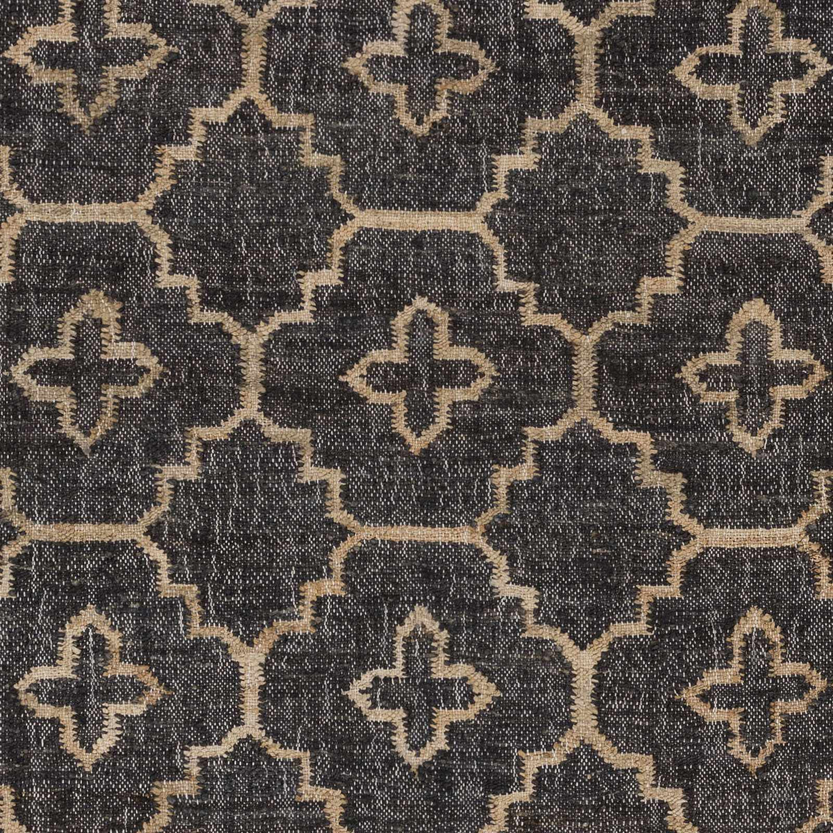 Astoria Black&Tan Trellis Fringed Jute Carpet - Clearance