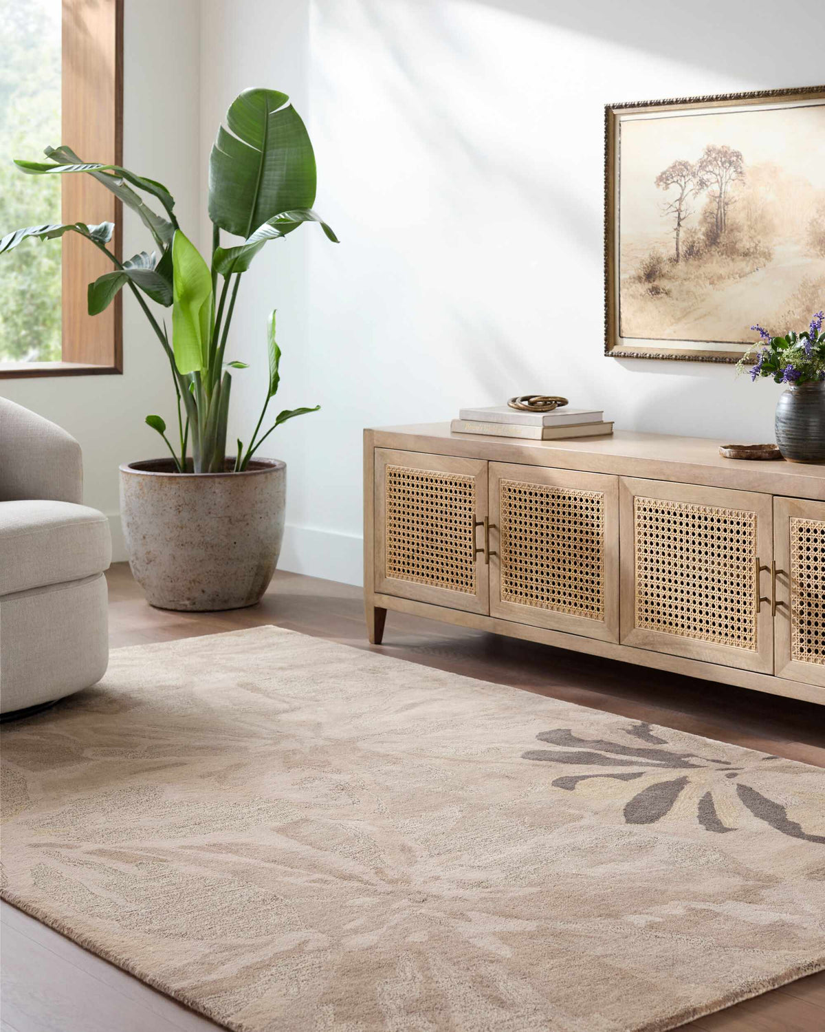 Ilfeld Athena Gray Floral Wool Rug