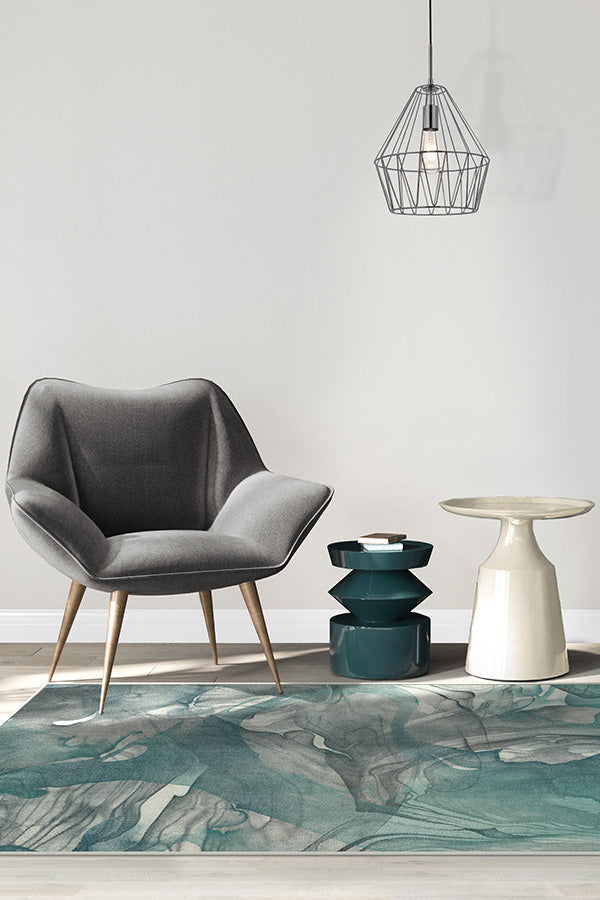 Aurora Teal Grey Rug