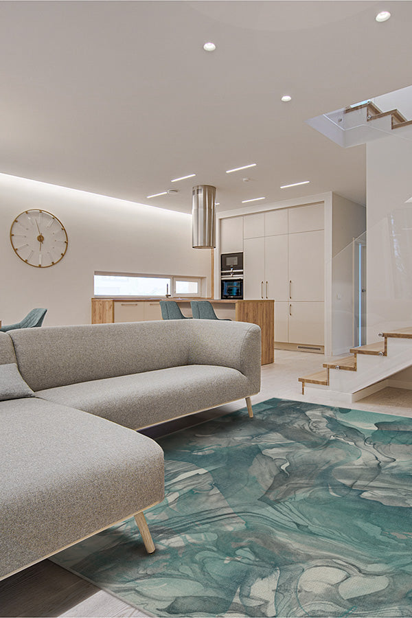 Aurora Teal Grey Rug