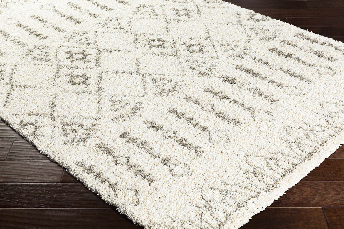 Aylett Beige Trellis Shag Rug - Clearance