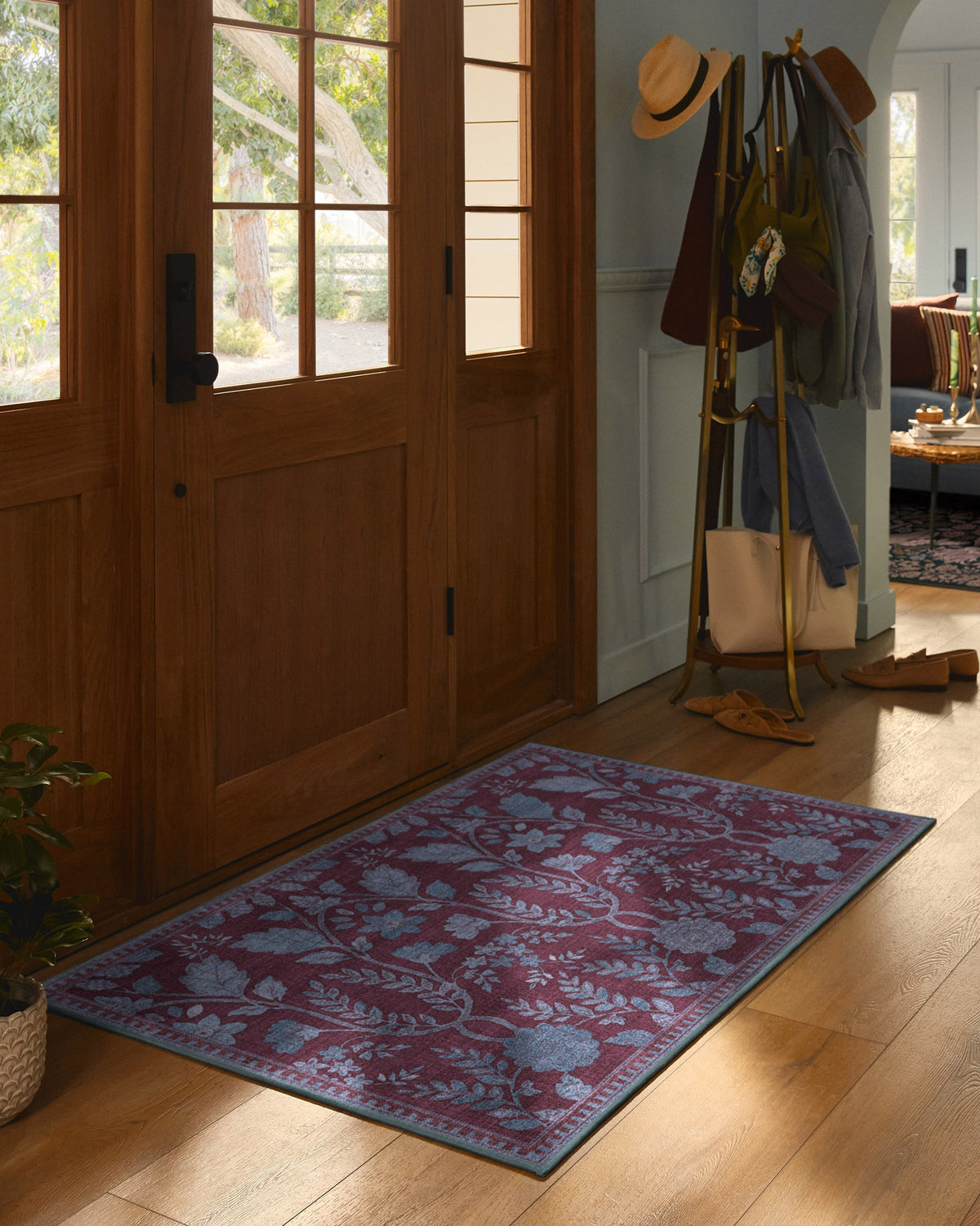 Aylin Burgundy & Blue Rug