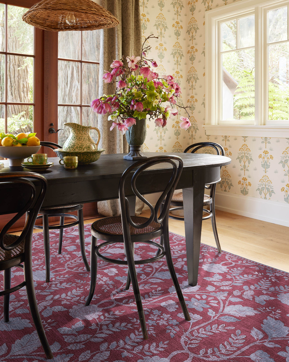 Aylin Burgundy & Blue Flatwoven Rug