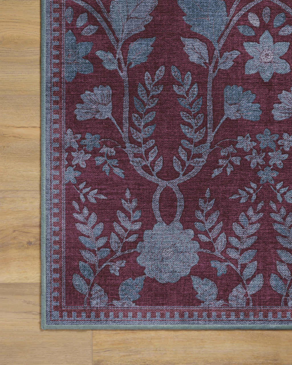 Aylin Burgundy & Blue Flatwoven Rug