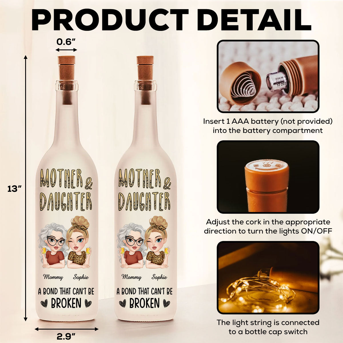A Bond That Can't Be Broken - Personalized Bottle Lamp