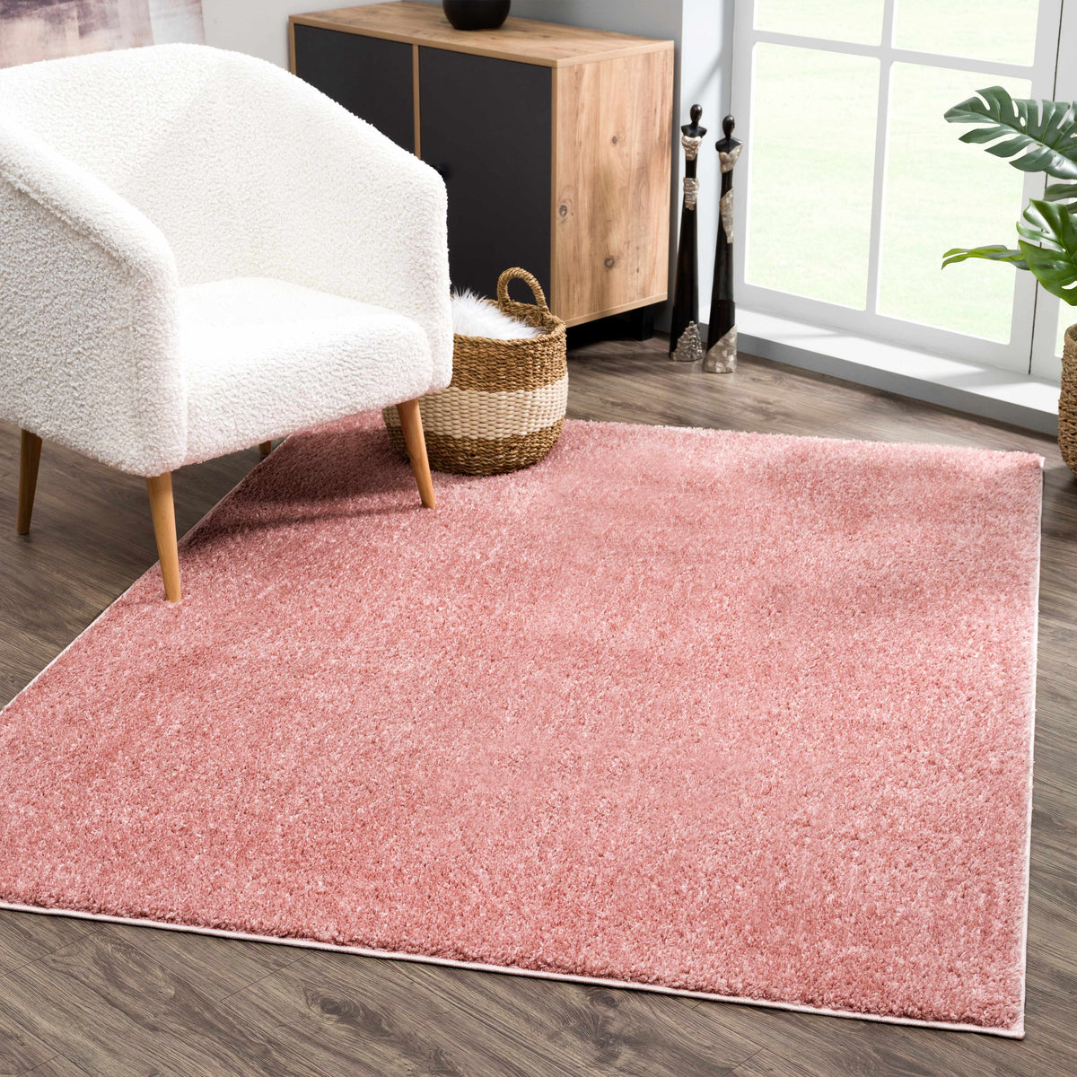 Judy Pink Plush Washable Area Rug