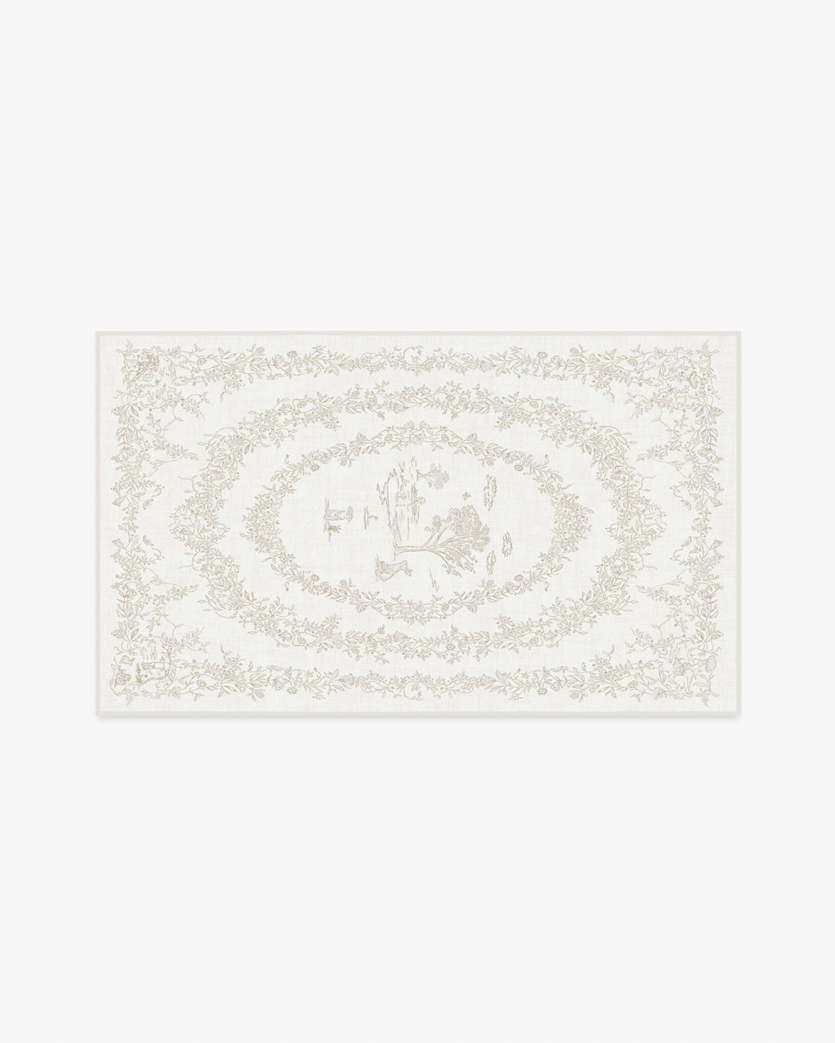 Bashful Bunny Toile Ivory Flatwoven Rug