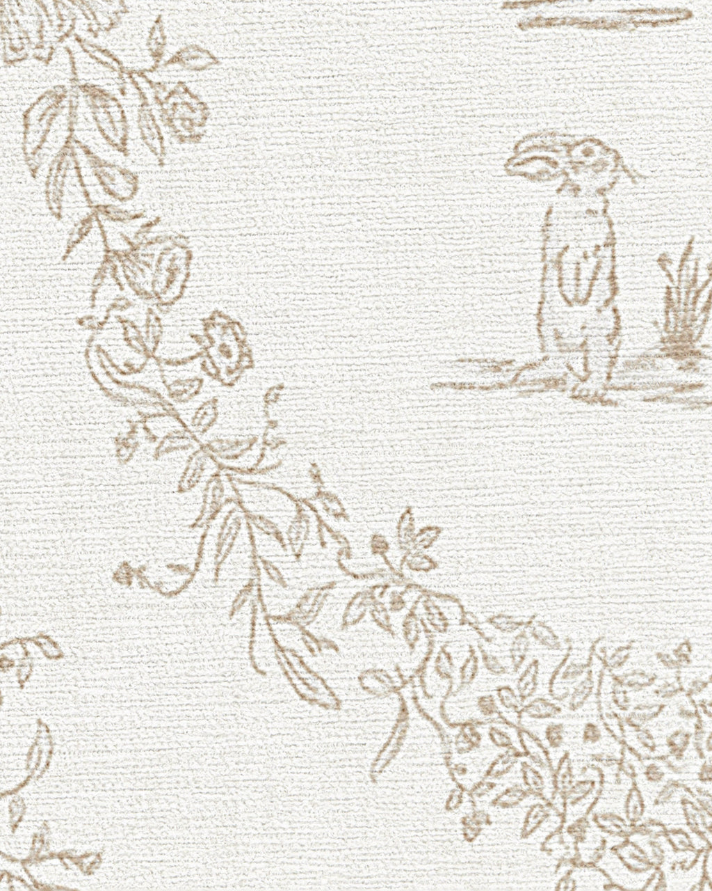 Bashful Bunny Toile Ivory Flatwoven Rug