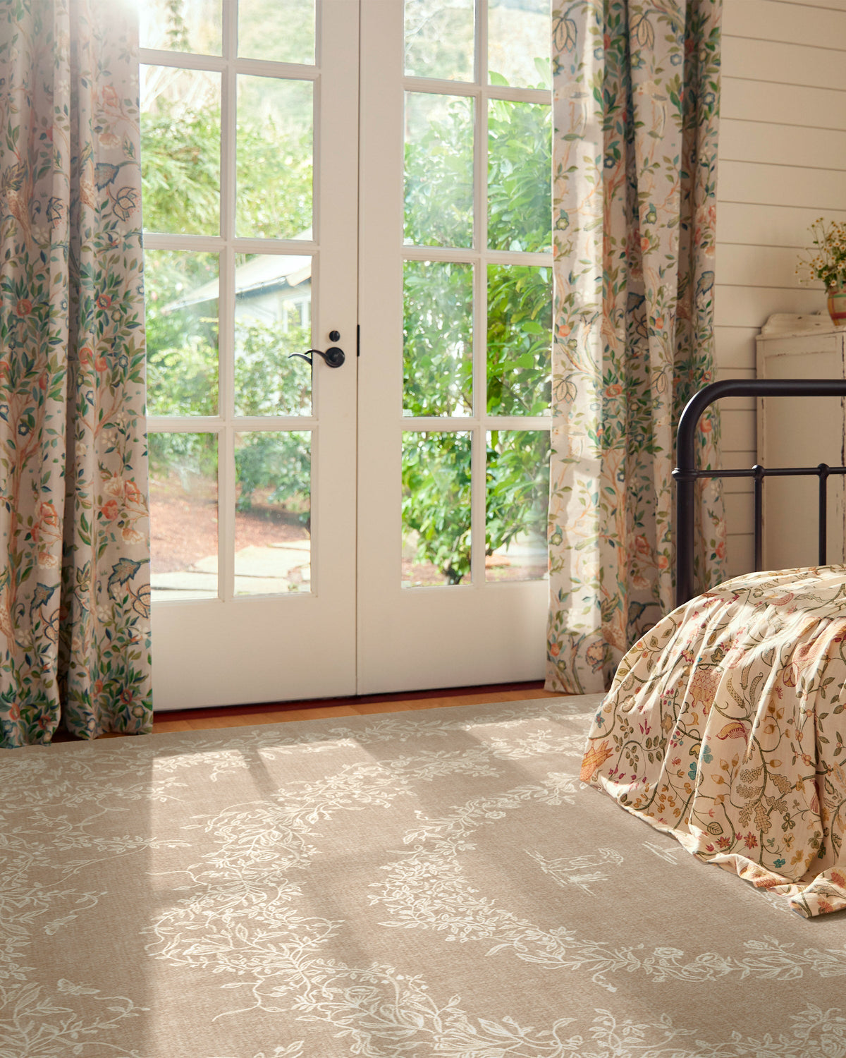 Bashful Bunny Toile Natural Flatwoven Rug