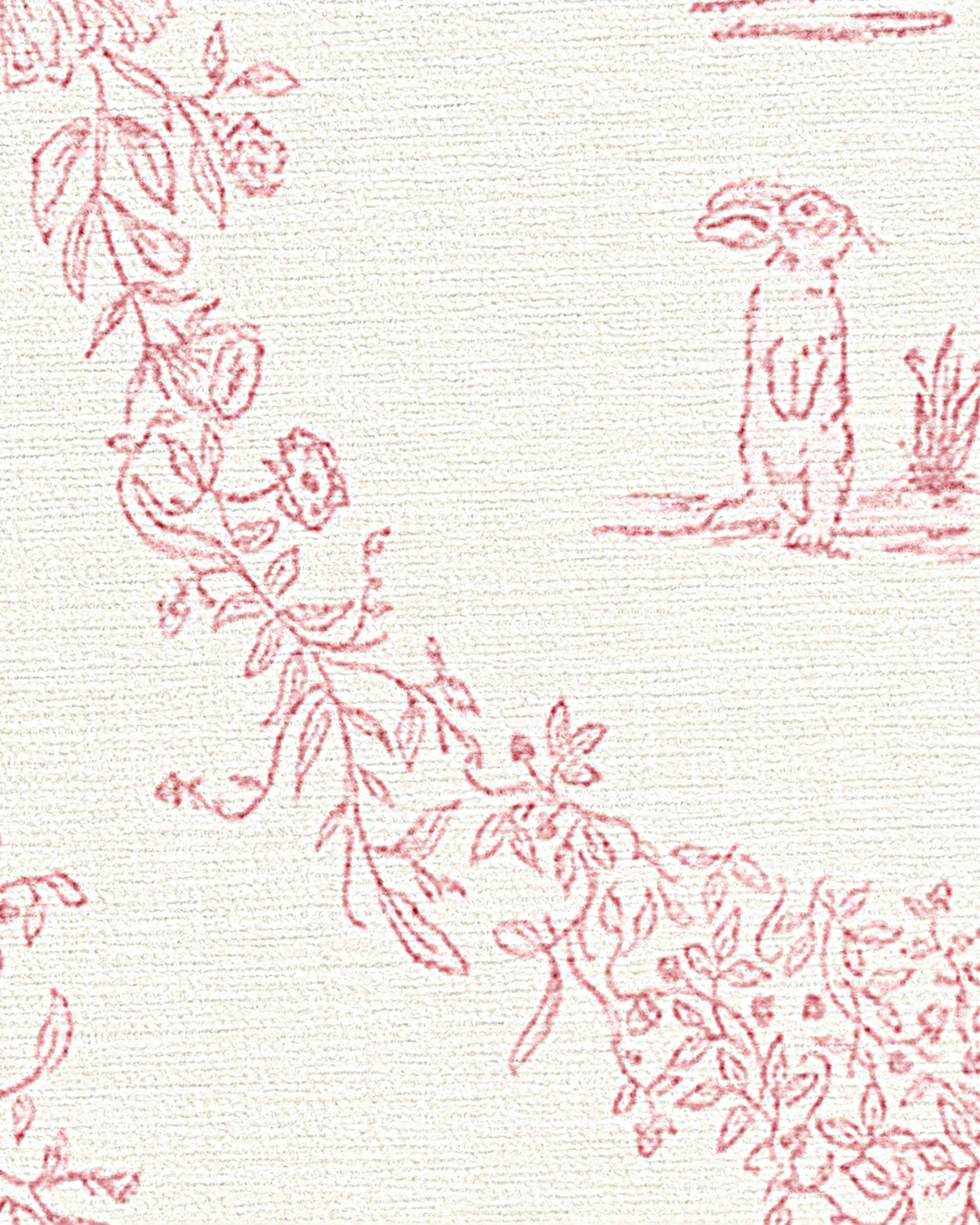 Bashful Bunny Toile Pink Flatwoven Rug