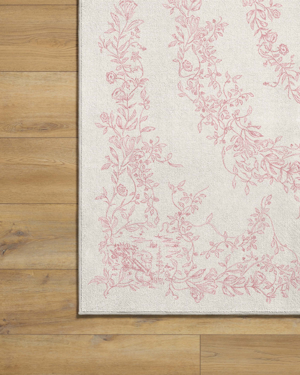 Bashful Bunny Toile Pink Flatwoven Rug