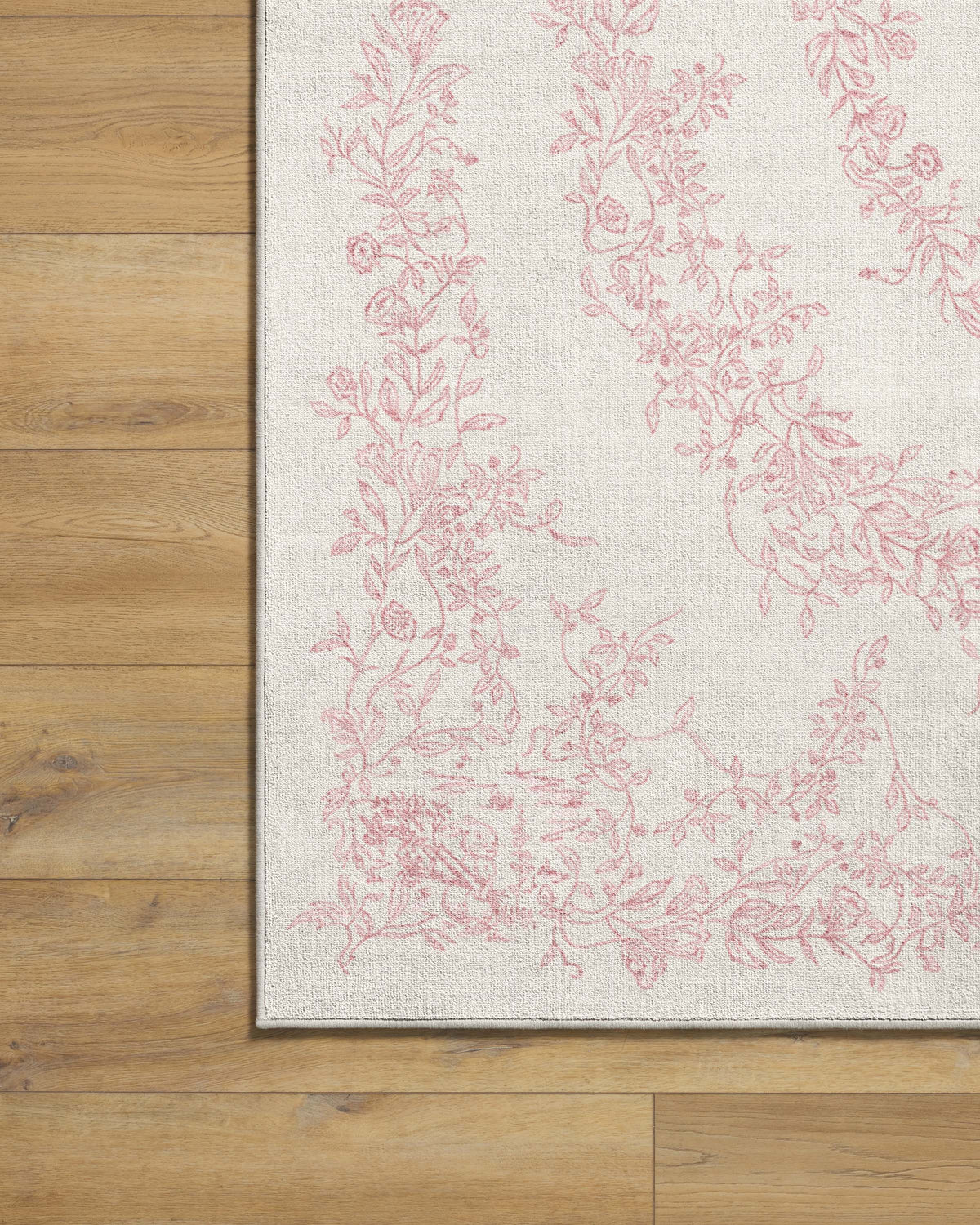 Bashful Bunny Toile Pink Flatwoven Rug