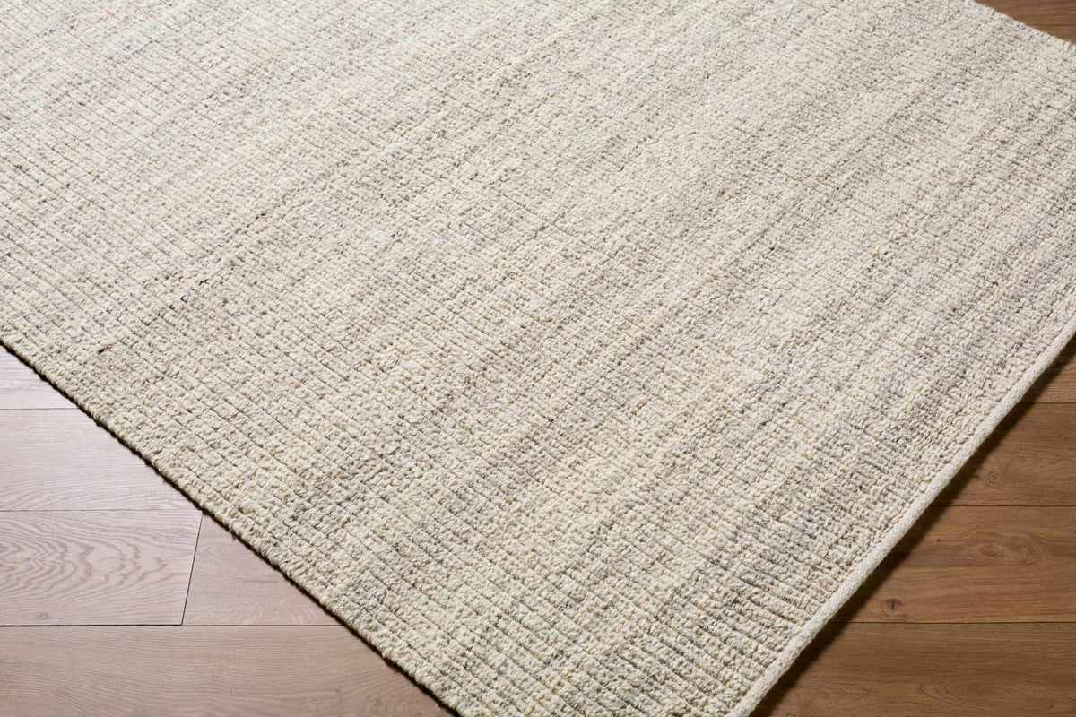 Fazou Light Gray Solid Hand Woven Wool Area Rug