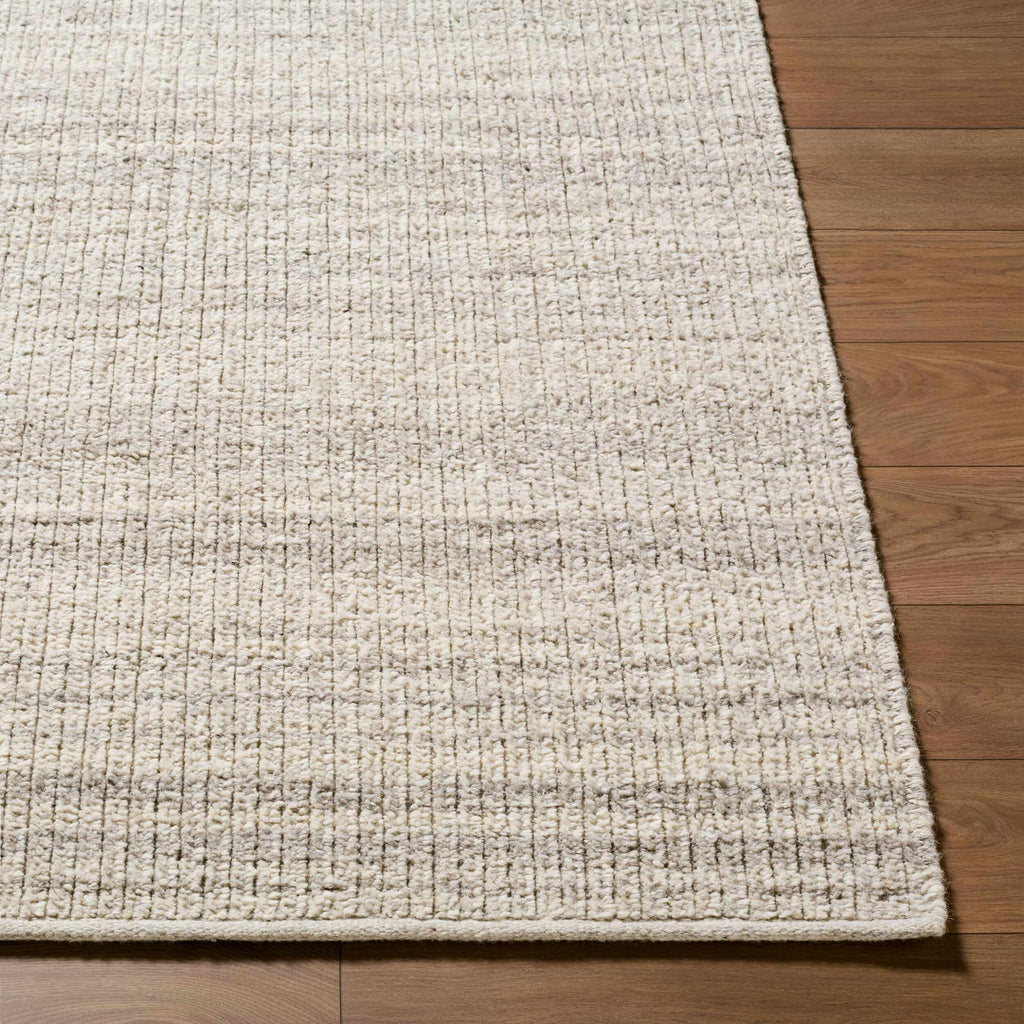 Fazou Light Gray Solid Hand Woven Wool Area Rug