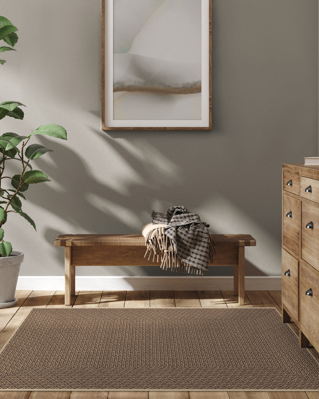 Border Braid Sand Re-Jute Rug