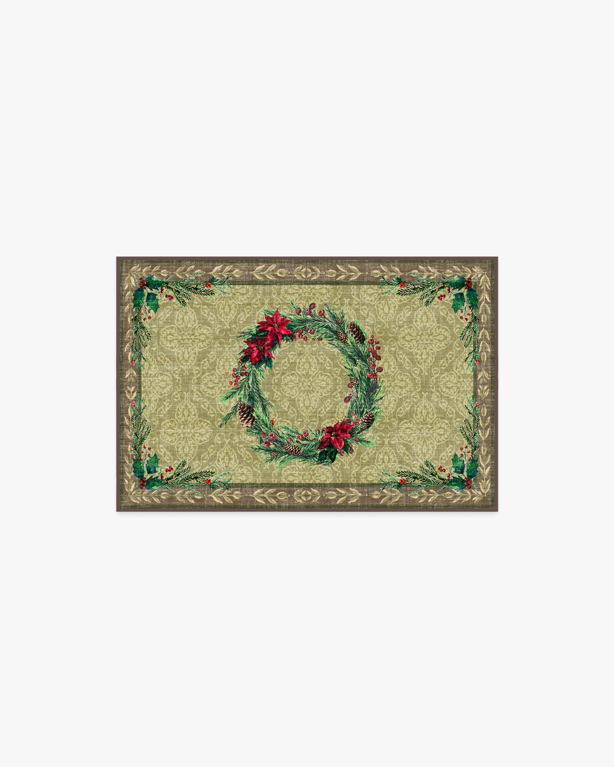 Botanical Wreath Gold & Green Flatwoven Rug