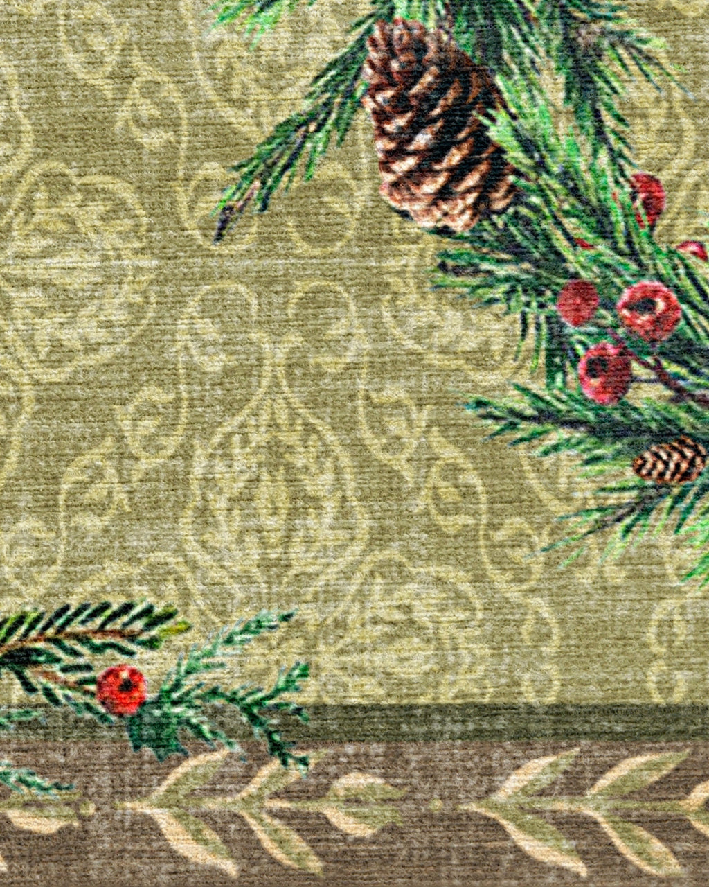 Botanical Wreath Gold & Green Flatwoven Rug