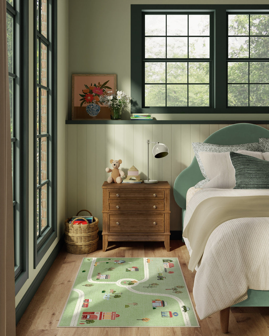 About Town Green Flatwoven Rug