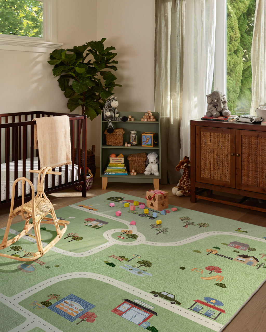 About Town Green Flatwoven Rug