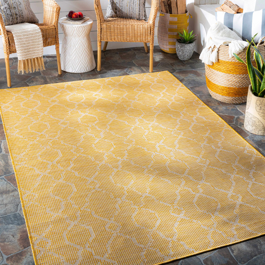 Brocton Yellow Flatweave Outdoor Rug - Clearance
