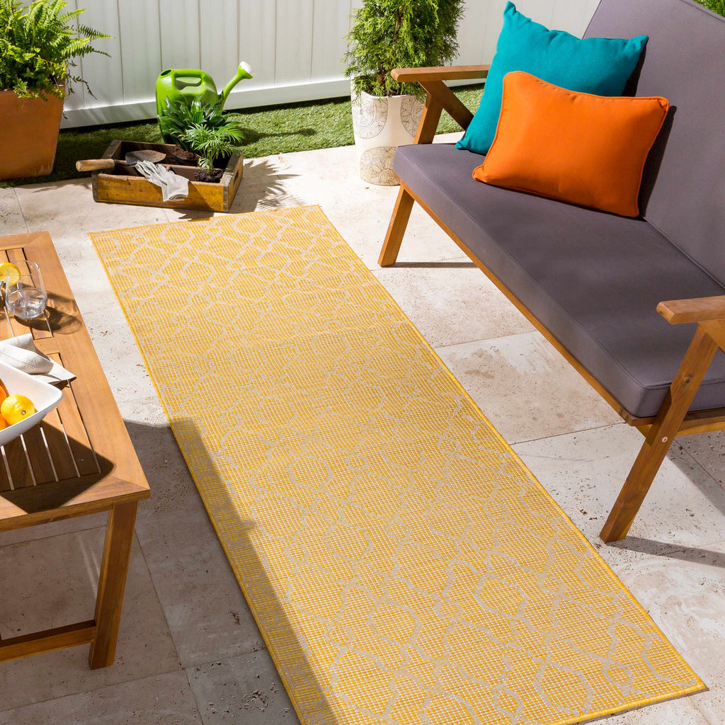 Brocton Yellow Flatweave Outdoor Rug - Clearance