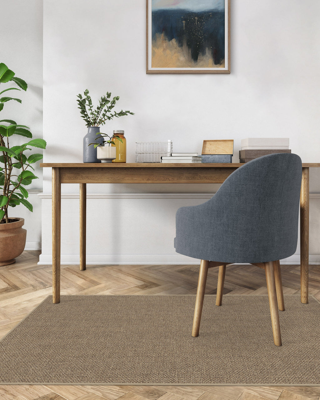 Burlap Solid Sand Re-Jute Rug