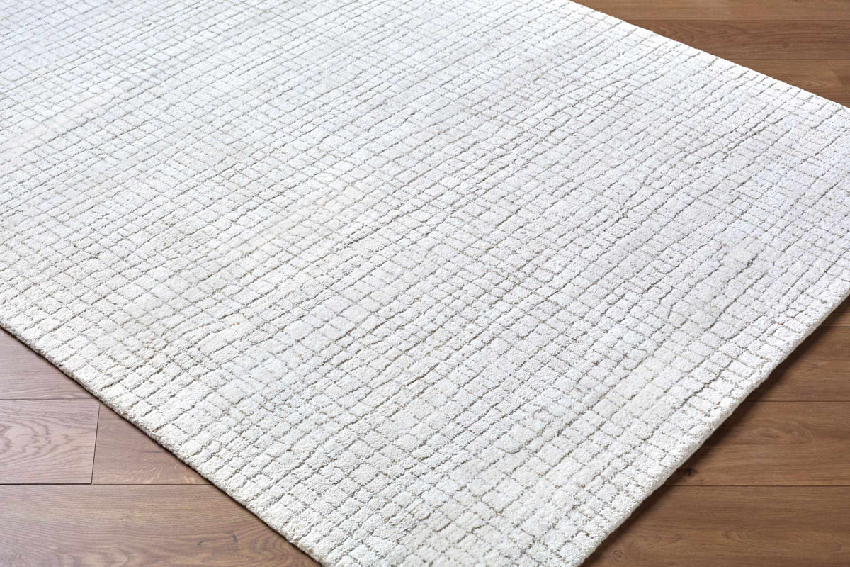 Kynton Ivory Modern Minimalist Handmade Area Rug